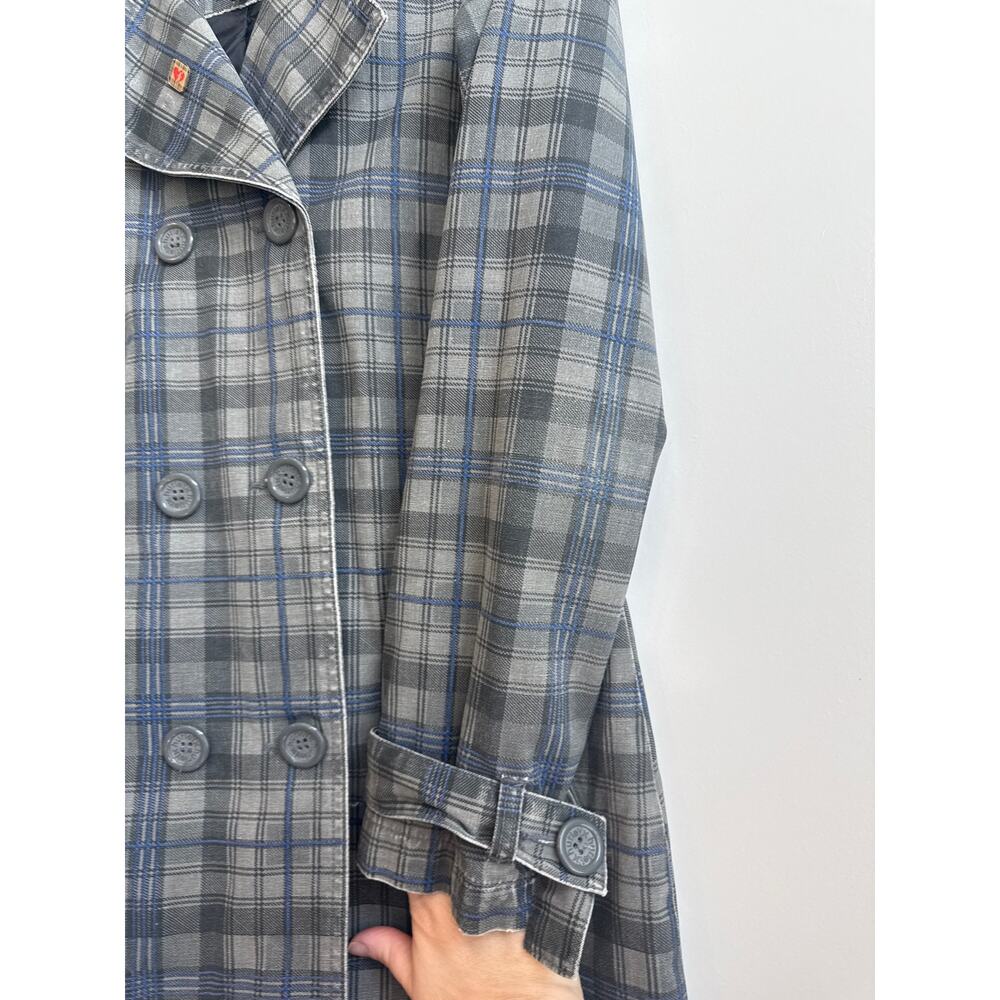 Hurley Blue and Gray Plaid Button Down 90s Y2K Collar Jacket - Picture 6 of 9